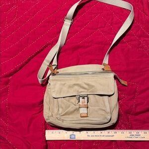Fossil vintageCasual Beige canvas Crossbody Bag with Front Flap